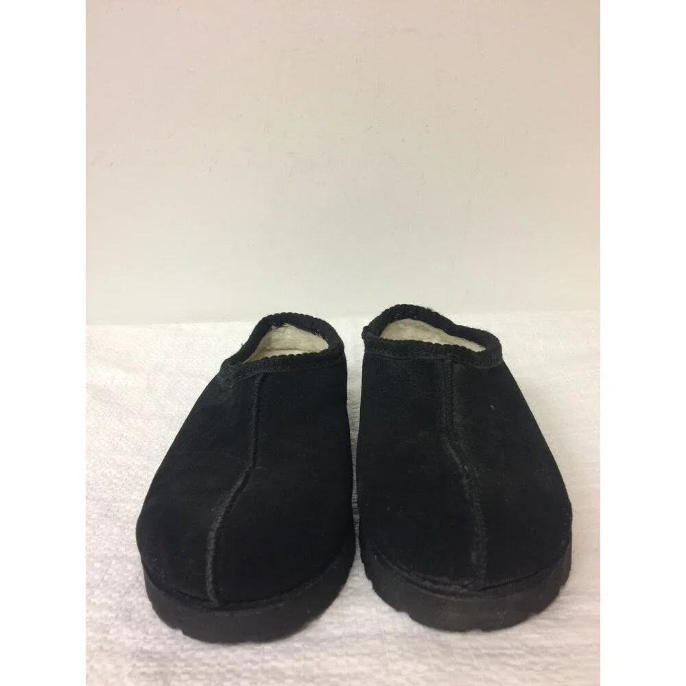 Children Place for kids black faux Fur Lined suede sip on Slippers size 1